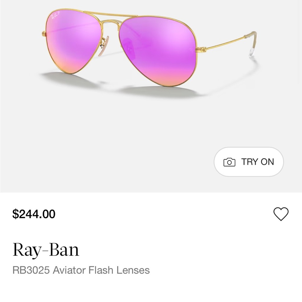 Ray-Ban flash Aviator Sunglasses with Pink Lenses and Gold Frame
